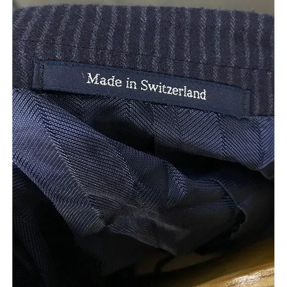 Ermenegildo Zegna Su Misura‎ Mens Sport Coat Navy Blue Stripes 46R Wool Silk